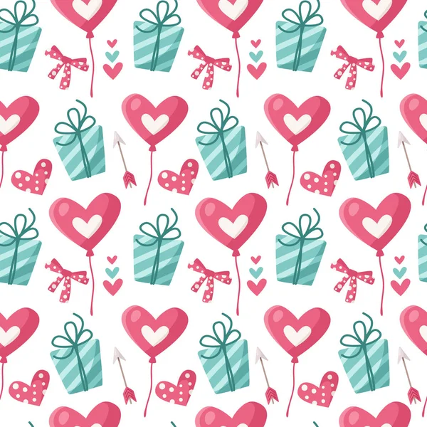 Valentine Cartoon Pfefferminzschleife nahtloses Muster — Stockvektor