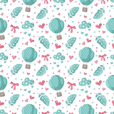 Sevgililer Günü çizgi filmi, naneli, fiyonklu, pürüzsüz desenli.