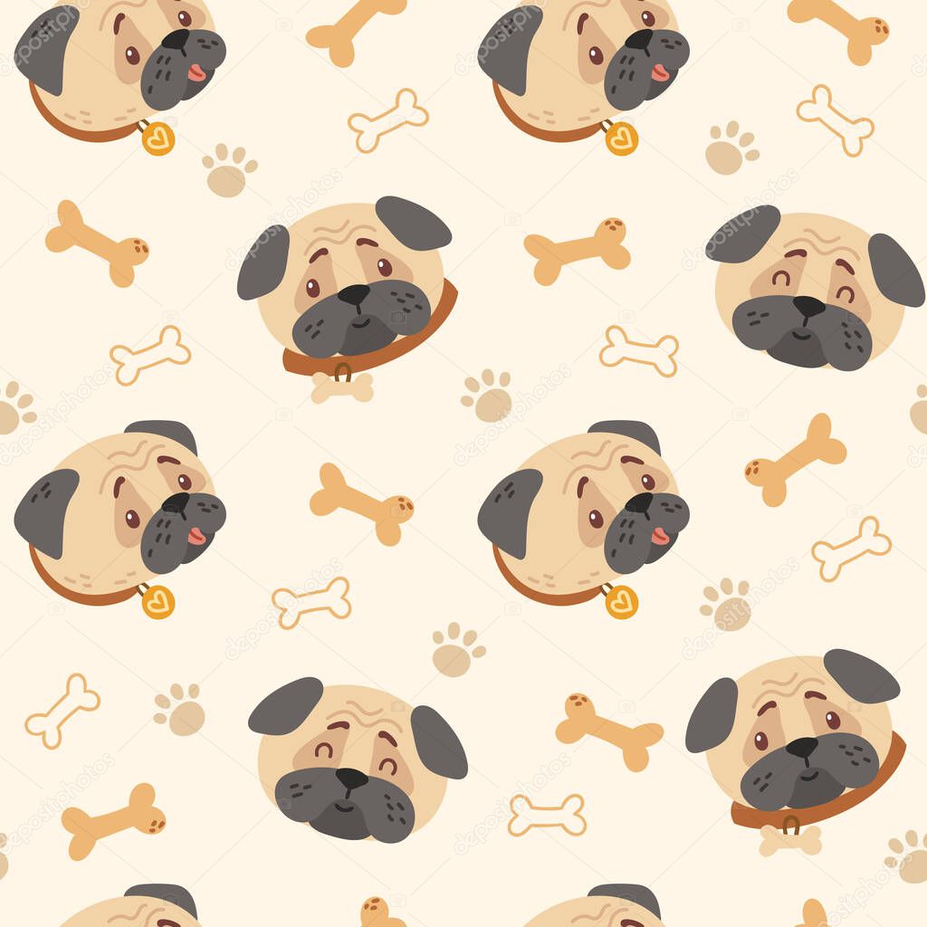 Cute dog kids seamless pattern
