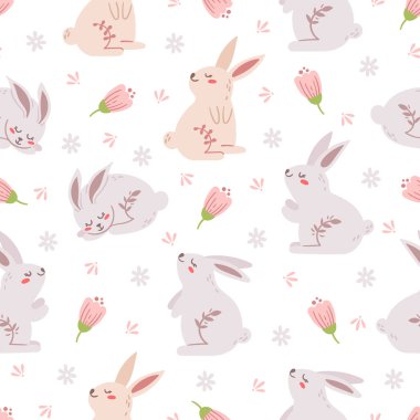 Paskalya pastel boho çocukları kusursuz desen ya da dijital kağıt