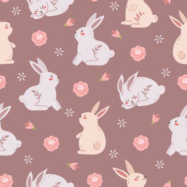 Paskalya pastel boho çocukları kusursuz desen ya da dijital kağıt