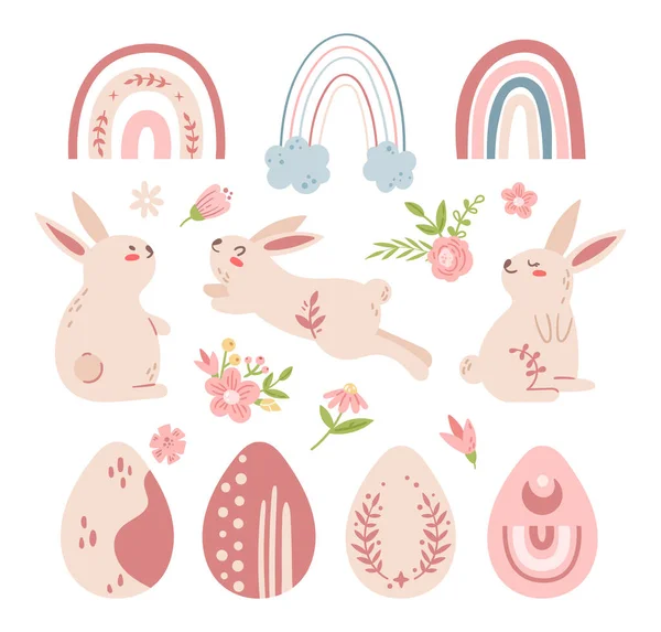 Easter baby rabbits - kids pastel vector illustration — Stock Vector