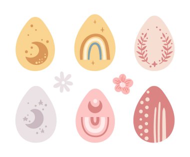 Paskalya çocukları pastel vektör izole sanat seti