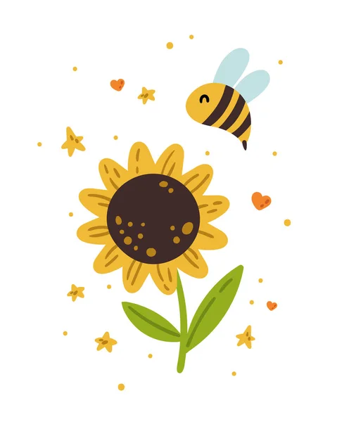 Honey Bee dzieci wektor plakat lub szablon karty — Wektor stockowy