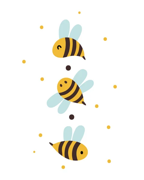 Pszczoła miodna kreskówki dzieci odizolowany klip art bundle — Wektor stockowy