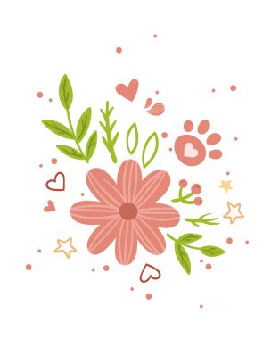 Paskalya bahar çiçekleri çocuklar pastel vektör posteri veya kart