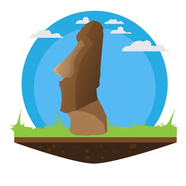 Easter Island Statue With Grass And Island Effect And Ready For Travel — Stock Vector