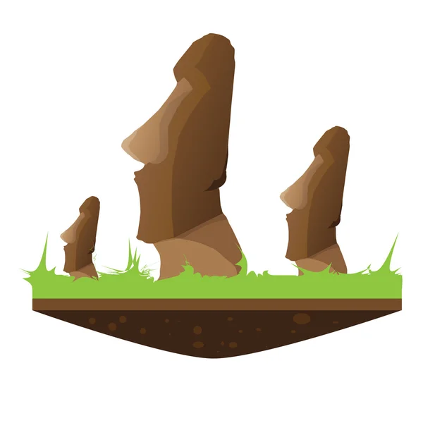 Paskalya Adası heykel çim ve ada efekti ve seyahat için hazır — Stok Vektör
