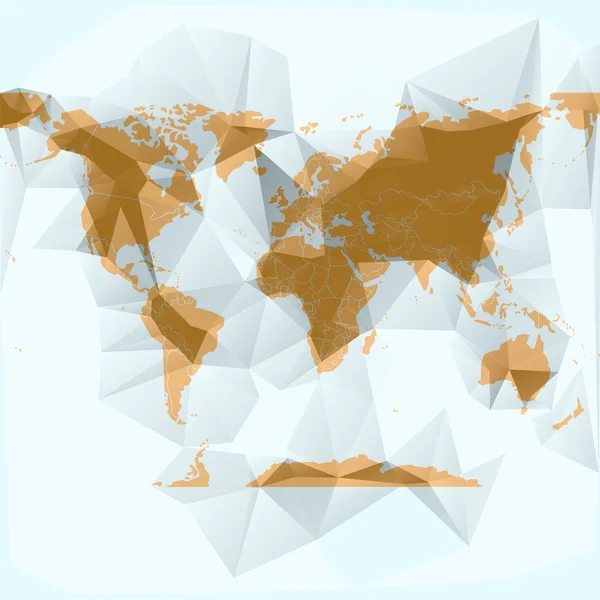 Polygon World Map With Paper Effect — Stock vektor