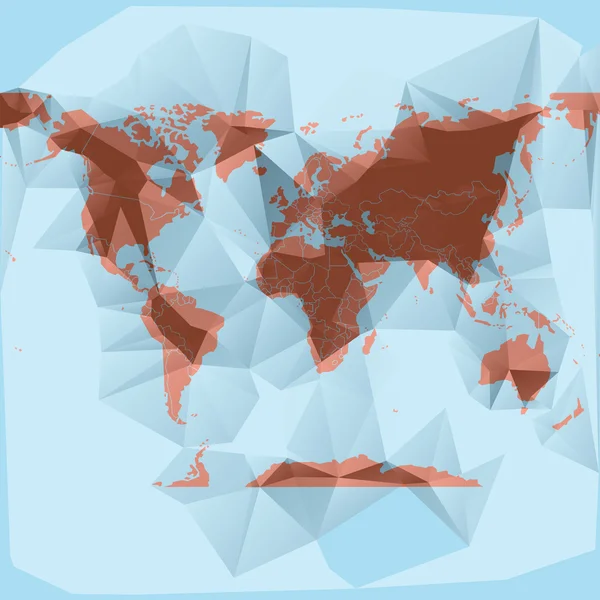 Polygon World Map With Paper Effect — Stock vektor