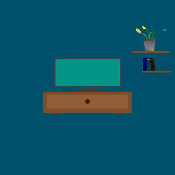 Гостиная с плоским телевизором — стоковый вектор