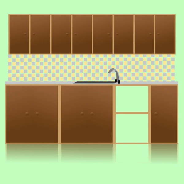 Braune Küche mit Spüle — Stockvektor