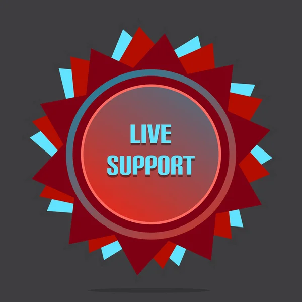 Étoile de style rouge avec étiquette signe Live Support — Image vectorielle