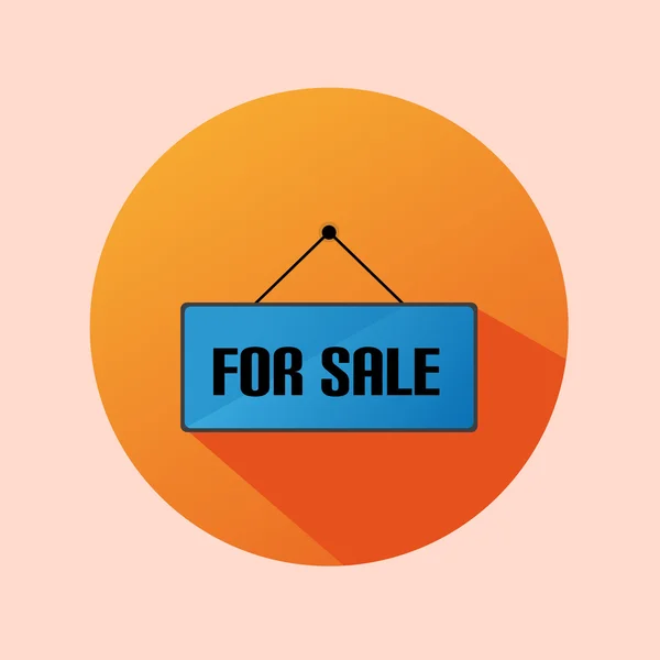 Icona arancione del cerchio piatto dell'etichetta da vendere — Vettoriale Stock
