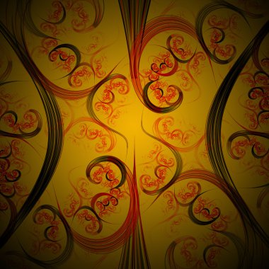 Çiçek fraktal arka plan sarı renk ile