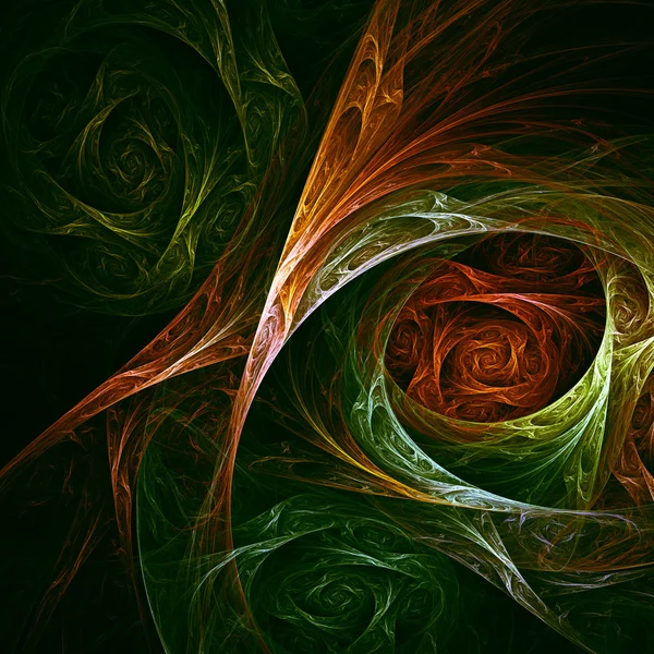 Green And Orange Fractal With Flower — Stock Photo, Image