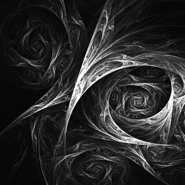 Black And White With Vignette Fractal Flower — Stock Photo, Image