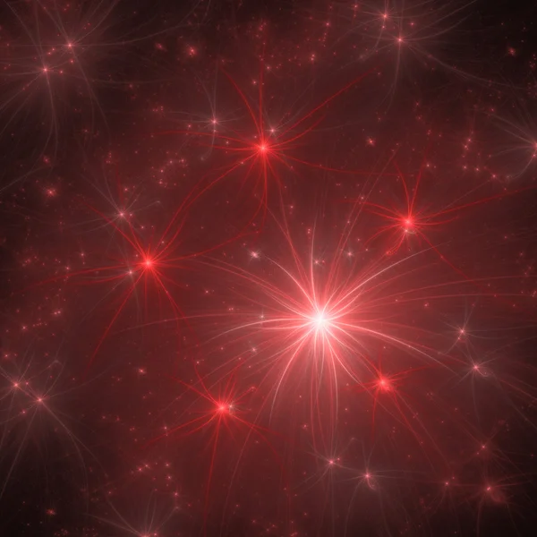 Червоний фрактал зірок з світла — стокове фото
