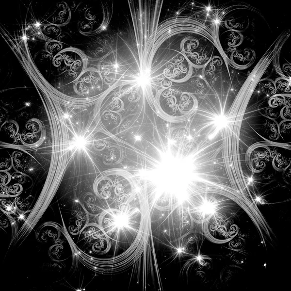 Fond Fractal Floral Avec Noir foncé Avec Vignette — Photo