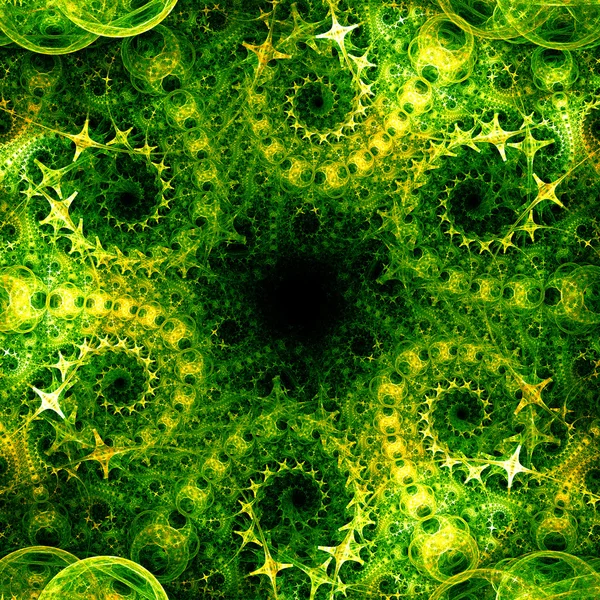 Tło zielony fraktal gwiazda koło — Zdjęcie stockowe