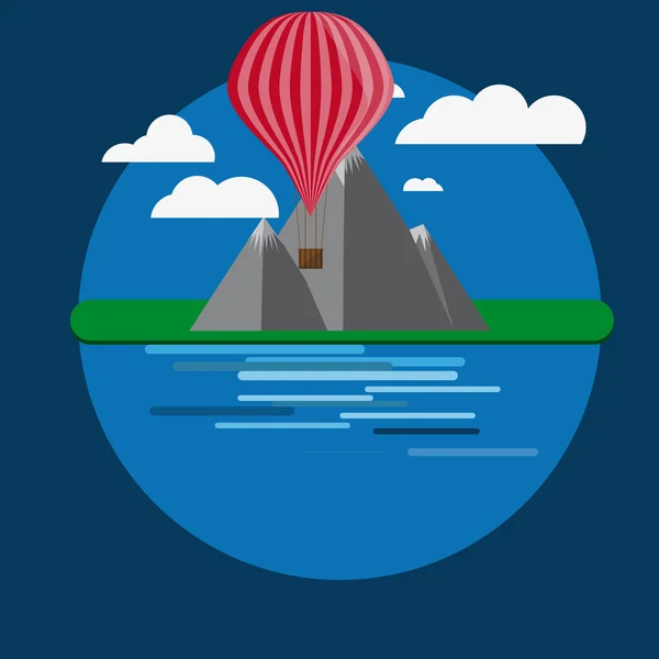 水と空気の風船でフラット山 — ストックベクタ
