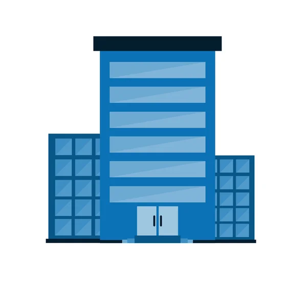 Edificio azul con puertas y sombra plana — Archivo Imágenes Vectoriales