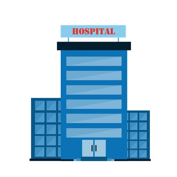 Blue Hospital Building With Doors And Flat Shadow — Stock Vector