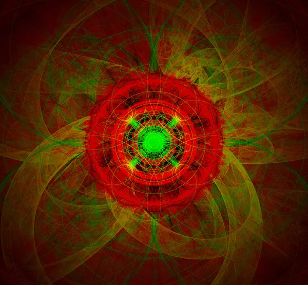 Flor roja y fondo fractal abstracto — Foto de Stock