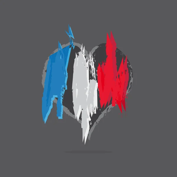 France Flag In Heart With Abstract Brush - Stok Vektor