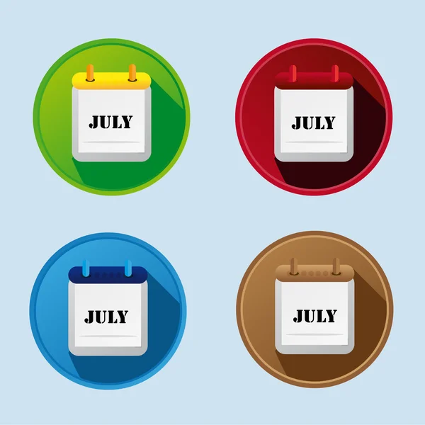 Platt kalenderikonen med fler varianter juli — Stock vektor