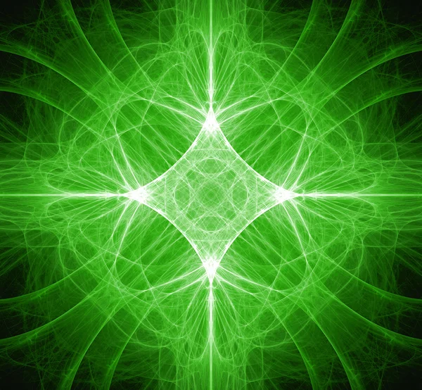 Fraktal yeşil ışık noktası ile yıldız — Stok fotoğraf