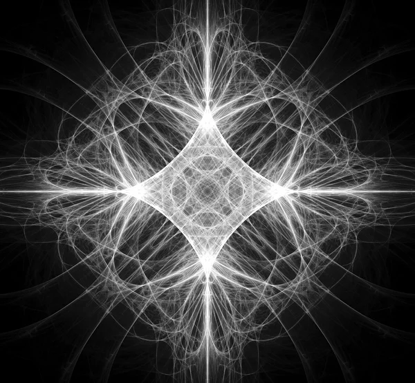 Fraktal gwiazda czarno-białe z punkt światła — Zdjęcie stockowe
