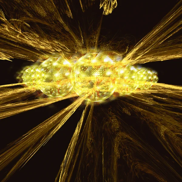 Golden Abstract Fractal Art With Two Platforms, Portal Concept With Bubbles — Φωτογραφία Αρχείου