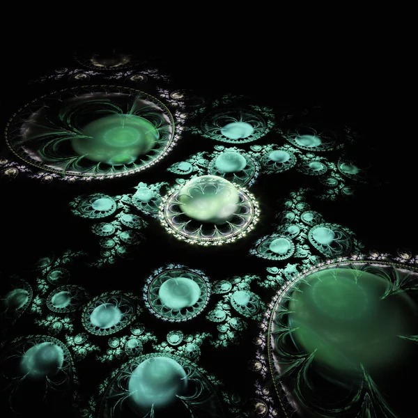 Kleine Gems Fractal Kunst Design met groene kleur — Stockfoto