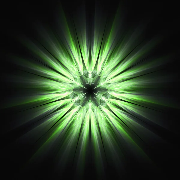 Grüner Blitz Kreis fraktales Kunstkonzept mit Leuchten mit Plattformen — Stockfoto