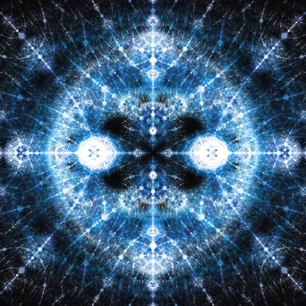 Cirkel van blauw licht Fractal met sprankelende punten — Stockfoto