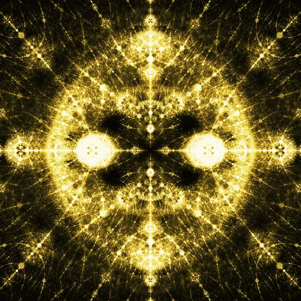 Círculo de luz amarilla fractal con puntas chispeantesCírculo de luz amarilla fractal con puntos chispeantes — Foto de Stock