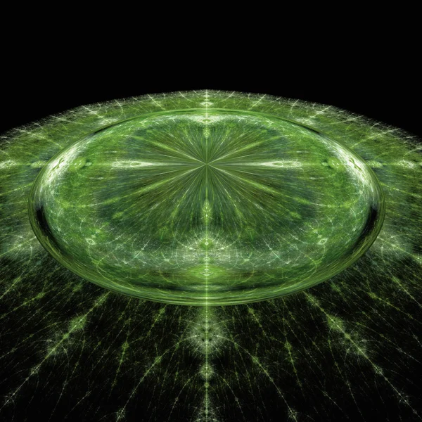 Concept fractal de planète de bulle verte avec la lumière sur le sol — Photo