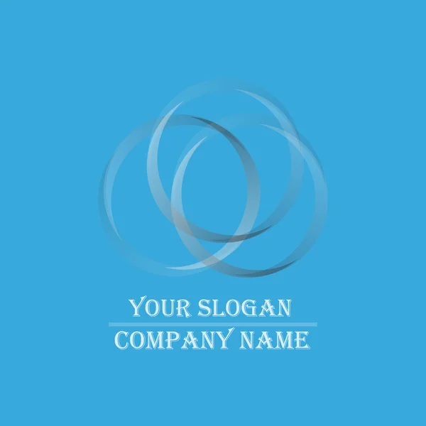 Şirket sloganı ile mavi arka plan olarak birbirine bağlı üç daire — Stok Vektör