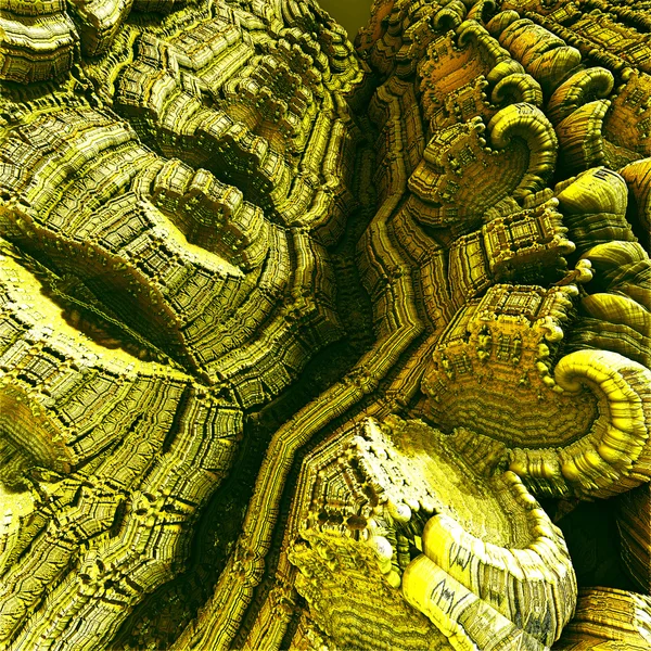 Amarelo Fractal Canyon Mundial com grandes buracos — Fotografia de Stock