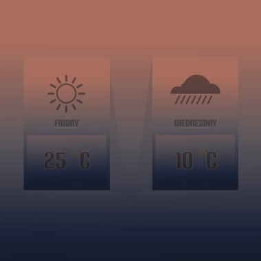 Degrade renk arka plan ve basit hava simgeleri ile hava mobil uygulaması