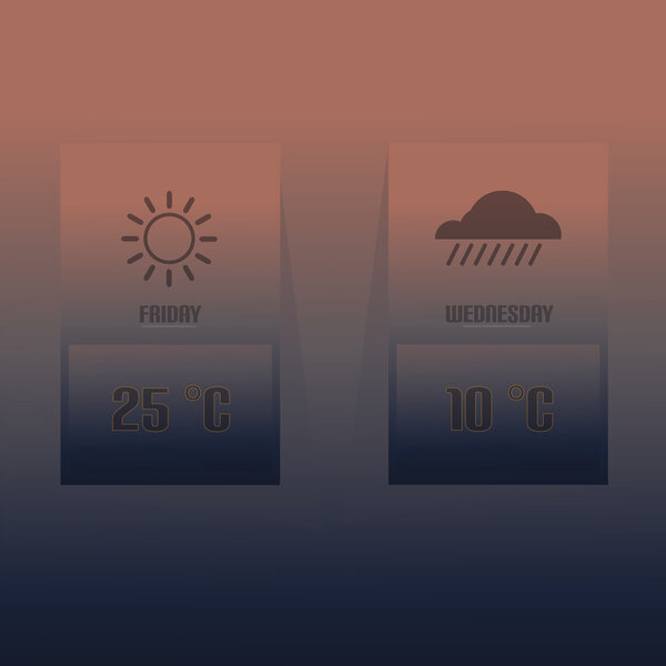 Weather Mobile Application With Gradient Color Background And Simple Weather Icons