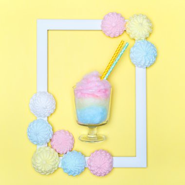 Pamuk şeker. Parlak en az tarzı. Pastel marshmallow