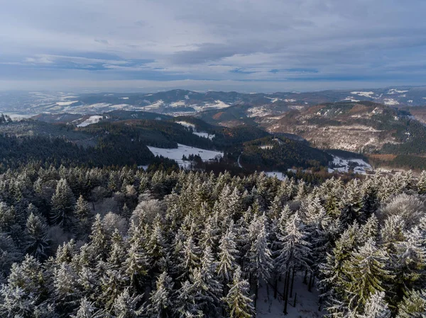 Téli Túrázás Különböző Helyeken Thüringiai Erdőn Keresztül Thueringer Wald Németország — Stock Fotó