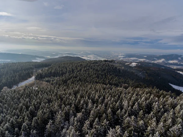 Téli Túrázás Különböző Helyeken Thüringiai Erdőn Keresztül Thueringer Wald Németország — Stock Fotó