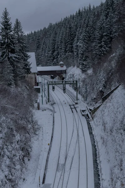 Invierno Senderismo Diferentes Lugares Través Del Bosque Turingia Alemania — Foto de Stock