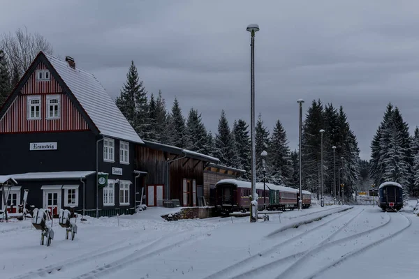 Invierno Senderismo Diferentes Lugares Través Del Bosque Turingia Alemania — Foto de Stock