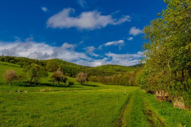 Schmalkalden 'in güzel şehri Thüringen, Almanya' da bahar yürüyüşü