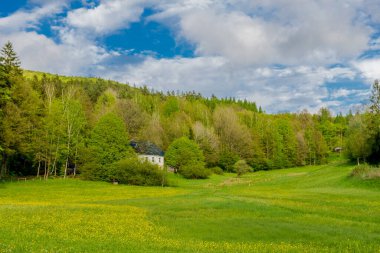 Schmalkalden 'in güzel şehri Thüringen, Almanya' da bahar yürüyüşü