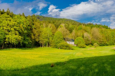 Schmalkalden 'in güzel şehri Thüringen, Almanya' da bahar yürüyüşü